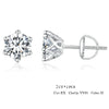 Moissanite Stud Earrings S925 Sterling Silver 6-Prong Round D Color 18K Bridal