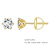 Moissanite Stud Earrings S925 Sterling Silver 6-Prong Round D Color 18K Bridal