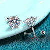 Moissanite Stud Earrings 925 Sterling Silver White Gold Plated D VVS1 Round