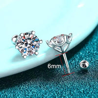 Moissanite Stud Earrings 925 Sterling Silver White Gold Plated D VVS1 Round