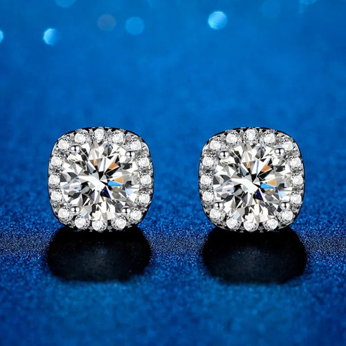 Moissanite Stud Earrings 925 Sterling Silver Round Cut Classic Women's Jewelry