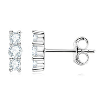 Moissanite Stud Earrings 925 Sterling Silver Mini Curved Climber Studs Women