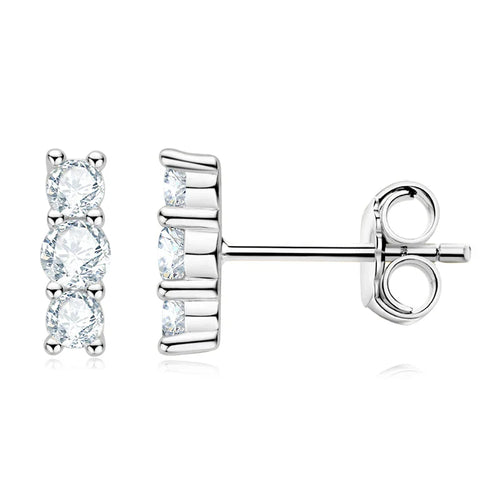 Moissanite Stud Earrings 925 Sterling Silver Mini Curved Climber Studs Women