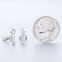 Moissanite Stud Earrings 925 Sterling Silver Mini Curved Climber Studs Women