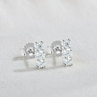 Moissanite Stud Earrings 925 Sterling Silver Mini Curved Climber Studs Women