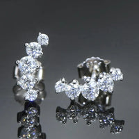 Moissanite Stud Earrings 925 Sterling Silver Mini Curved Climber Studs Women