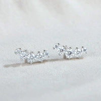 Moissanite Stud Earrings 925 Sterling Silver Mini Curved Climber Studs Women