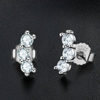 Moissanite Stud Earrings 925 Sterling Silver Mini Curved Climber Studs Women