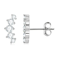 Moissanite Stud Earrings 925 Sterling Silver Mini Curved Climber Studs Women