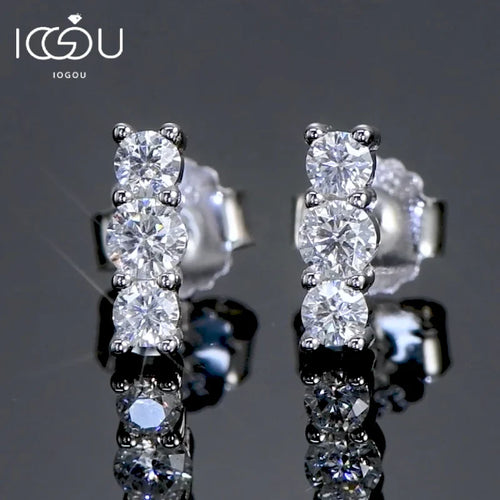 Moissanite Stud Earrings 925 Sterling Silver Mini Curved Climber Studs Women