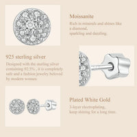Moissanite Stud Earrings 925 Sterling Silver Hemisphere Dazzling For Mom