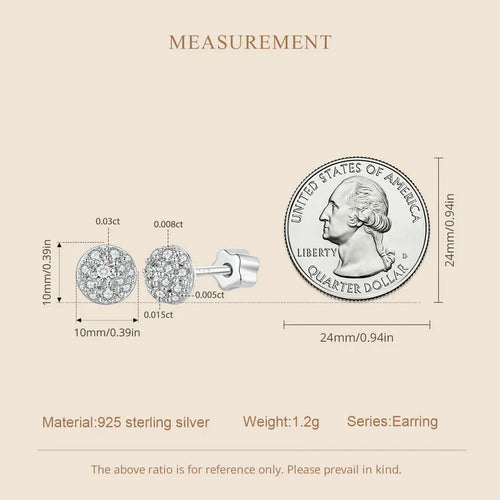 Moissanite Stud Earrings 925 Sterling Silver Hemisphere Dazzling For Mom