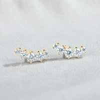 Moissanite Stud Earrings 925 Sterling Silver Mini Curved Climber Studs Women