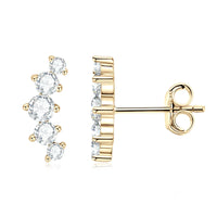 Moissanite Stud Earrings 925 Sterling Silver Mini Curved Climber Studs Women
