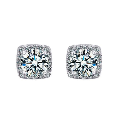 Moissanite Stud Earrings 925 Sterling Silver Round Cut Classic Women's Jewelry