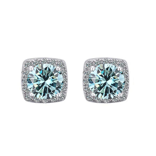 Moissanite Stud Earrings 925 Sterling Silver Round Cut Classic Women's Jewelry