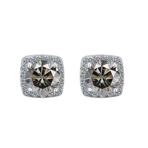 Moissanite Stud Earrings 925 Sterling Silver Round Cut Classic Women's Jewelry
