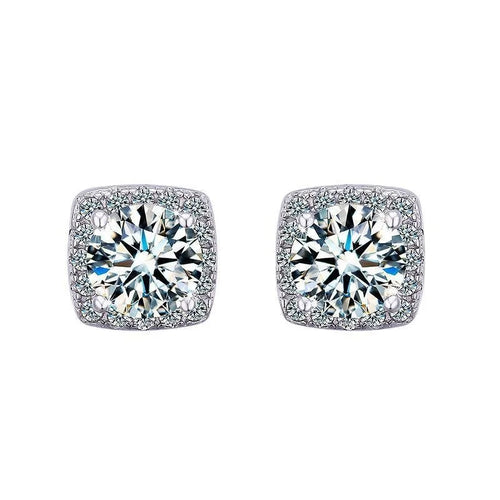 Moissanite Stud Earrings 925 Sterling Silver Round Cut Classic Women's Jewelry