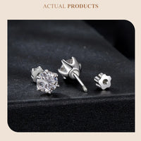 Moissanite Stud Earrings 925 Sterling Silver White Gold Plated Huggie Screwback
