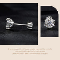 Moissanite Stud Earrings 925 Sterling Silver White Gold Plated Huggie Screwback