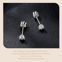Moissanite Stud Earrings 925 Sterling Silver White Gold Plated Huggie Screwback