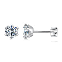 Moissanite Stud Earrings 925 Sterling Silver White Gold Plated Huggie Screwback