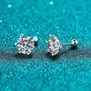 Moissanite Stud Earrings 925 Sterling Silver White Gold Plated D VVS1 Round