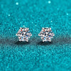 Moissanite Stud Earrings 925 Sterling Silver White Gold Plated D VVS1 Round