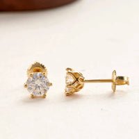 Moissanite Stud Earrings 0.5-2CT Screw Back S925 Sterling Silver 18K Plated