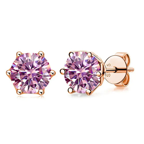 Moissanite Stud Earrings 0.5/1/2 CT Rose Gold Plated Sterling Silver 925