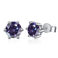 Moissanite Stud Earrings 1-6ct 21 Colors GRA Cert 925 Sterling Silver
