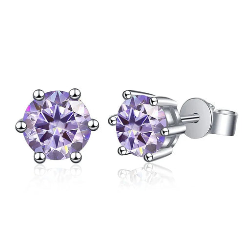 Moissanite Stud Earrings 1-6ct 21 Colors GRA Cert 925 Sterling Silver