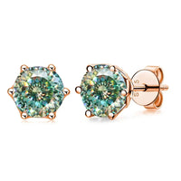 Moissanite Stud Earrings 0.5/1/2 CT Rose Gold Plated Sterling Silver 925
