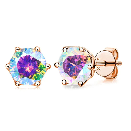Moissanite Stud Earrings 0.5/1/2 CT Rose Gold Plated Sterling Silver 925