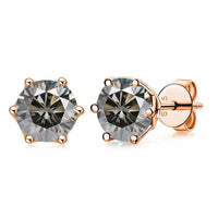 Moissanite Stud Earrings 0.5/1/2 CT Rose Gold Plated Sterling Silver 925