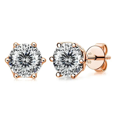 Moissanite Stud Earrings 0.5/1/2 CT Rose Gold Plated Sterling Silver 925