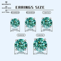 Moissanite Stud Earrings 0.3-3ct Certified S925 Sterling Silver Cyan Colorfast