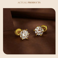 Moissanite Stud Earrings S925 Sterling Silver 6-Prong Round D Color 18K Bridal