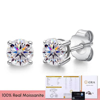 Moissanite Stud Earrings 0.1-3CT S925 Sterling Silver Platinum Plated Bride