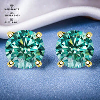 Moissanite Stud Earrings 0.3-3ct Certified S925 Sterling Silver Cyan Colorfast