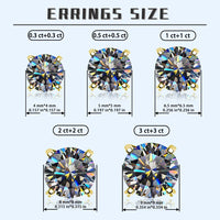 Moissanite Stud Earrings 0.3-3 Carat S925 Sterling Silver Gray Plated