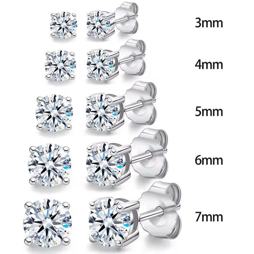 Moissanite Stud Earrings 0.1-3CT S925 Sterling Silver Platinum Plated Bride