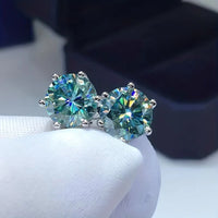 Moissanite Stud Earrings 1-6ct 21 Colors GRA Cert 925 Sterling Silver