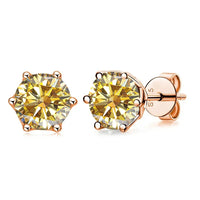 Moissanite Stud Earrings 0.5/1/2 CT Rose Gold Plated Sterling Silver 925