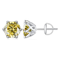 Moissanite Stud Earrings 0.5-2CT S925 Sterling Silver 18K 6-Prong Screw Backs