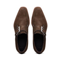 56-110-DBR Hebilla Monk Strap Italian Suede Calfskin Dark Brown