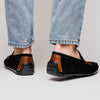 36-300-BLK MONZA Sueded Italian Calfskin Driver Black / Chestnut