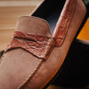31-160-CDY MONZA Sueded Calfskin with Crocodile Driver Candy