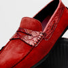 Zelli Italia 31-160-RED MONZA Sueded Calfskin with Crocodile Driver, Red