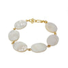 Mother Of Pearl Chain Bracelet Gold Plated Link Design